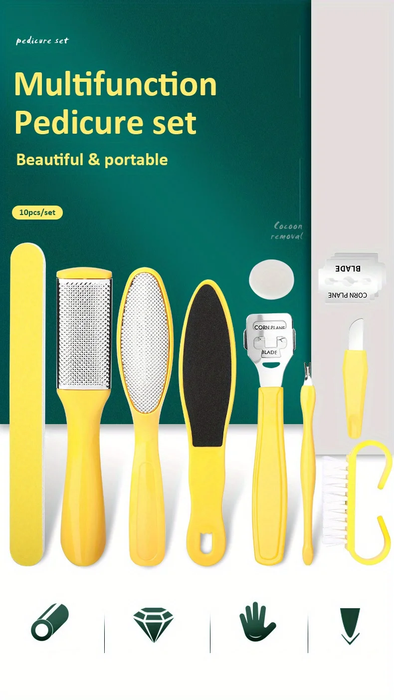10/8-teiliges Pediküre-Set in einer Box, inklusive Fußfeile, Fußschaber, Pediküre-Werkzeugset, doppelseitige Fußpflege aus Edelstahl – Detail 1