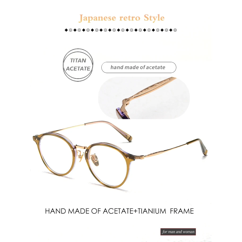 Japanese Retro Boston-Shaped  Frame Optical eyelasses Titanium and Acetate  Combination Frame for Men Women EYEVAN Design acosta