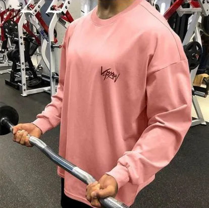 2023 nowy męski cienki sweter marki luźny krój strój do fitnessu sporty treningowe rekreacyjny z długim rękawem t-shirt z długim rękawem