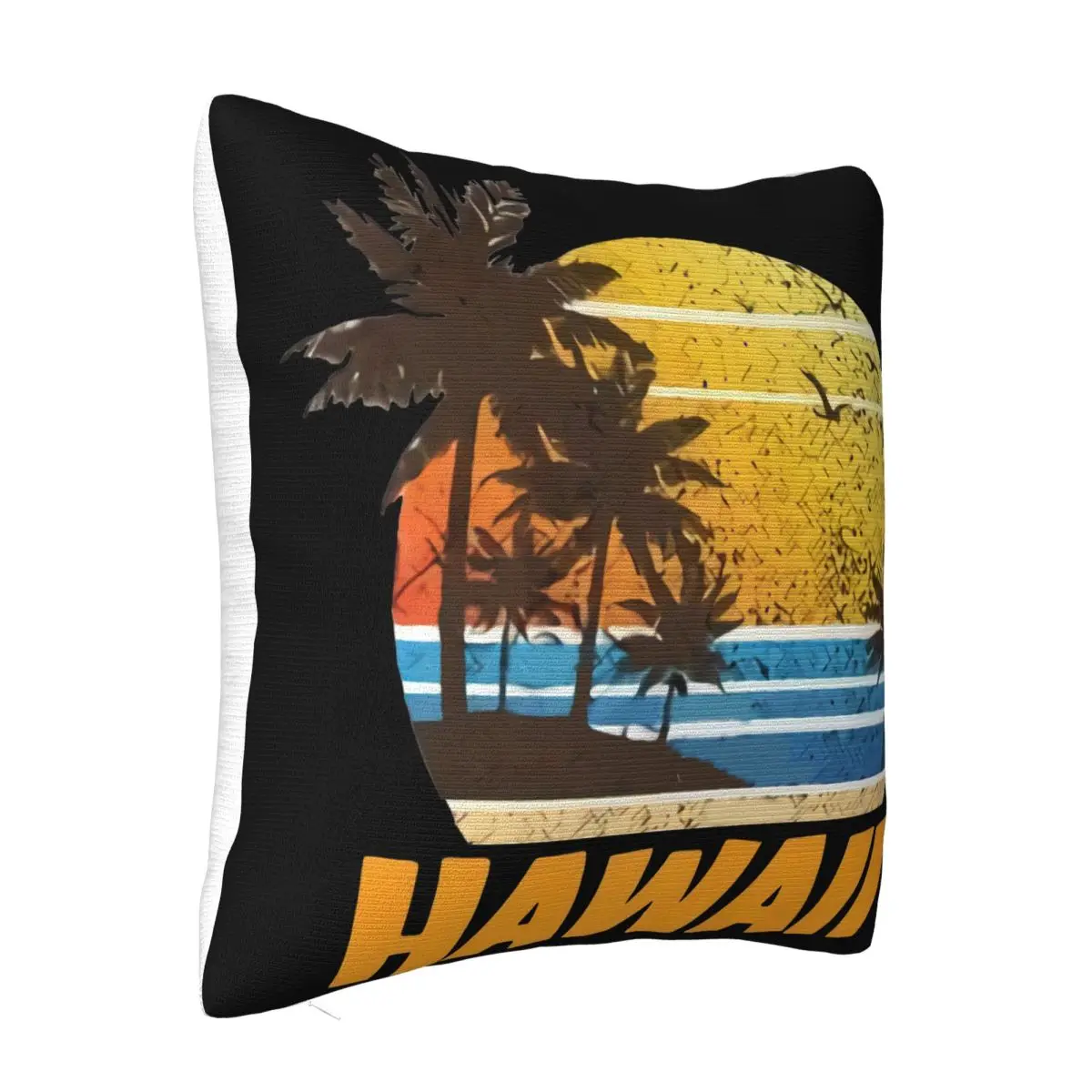 Vintage Hawaii Sun Sand Beach Palm Tree Men Cool Cotton CrewTropical Island Designer Tops Pillow Case