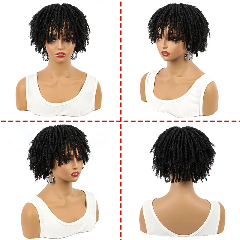 Synthetic 6Inch Short Dreadlocks Topper Wigs Crochet Braids Faux Locs Clip Wig for Men Women