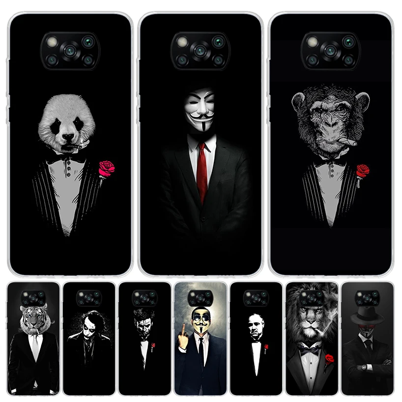 Man Suit Shirt Tie Case Phone Cover for Xiaomi Poco X3 Nfc X5 X6 X4 Gt F6 F5 Pro F4 F3 F2 M5S M5 M4 M3 5G Trend Fundas