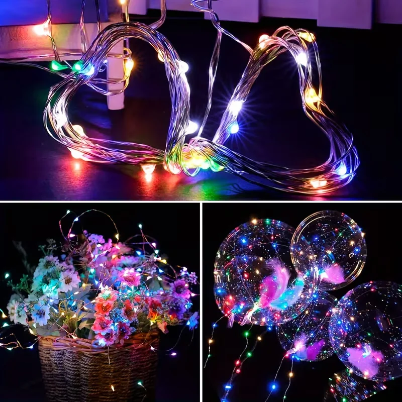 1/5/10Pcs Battery LED String Lights Copper Silver Wire Garland Light Waterproof Fairy Lights Party Decoration Christmas Wedding