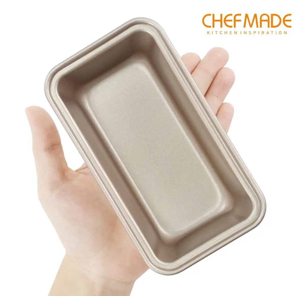 CHEFMADE Mini Loaf Pan ,6-Inch  Non-Stick Rectangle Bread and Meat Bakeware Approved for Oven Baking