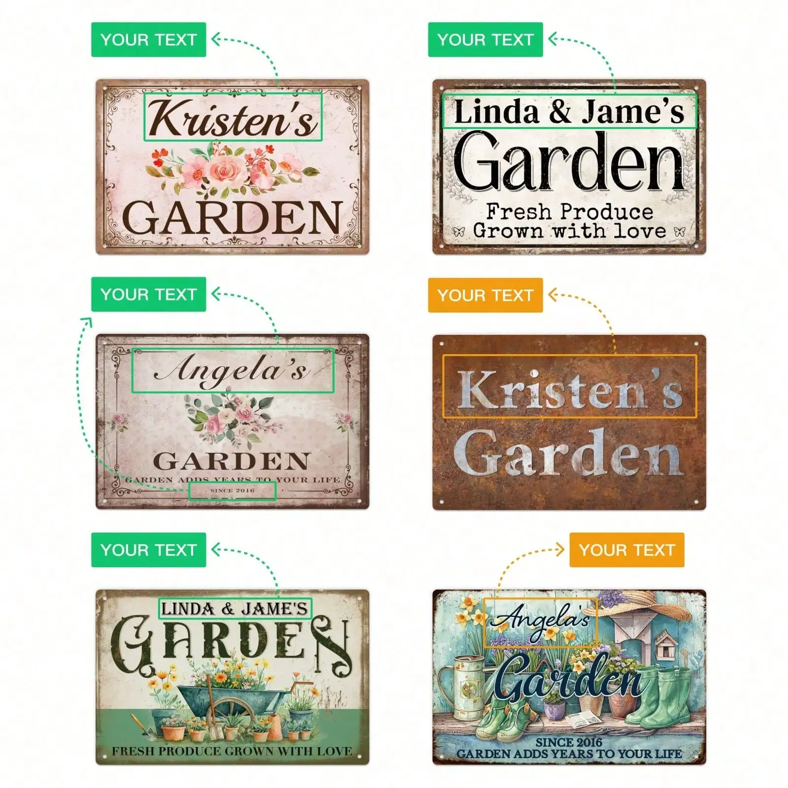 

Custom Metal Tin Sign Vintage Farmhouse Garden Decor Personalized Plaque For Home Wall Art Gift