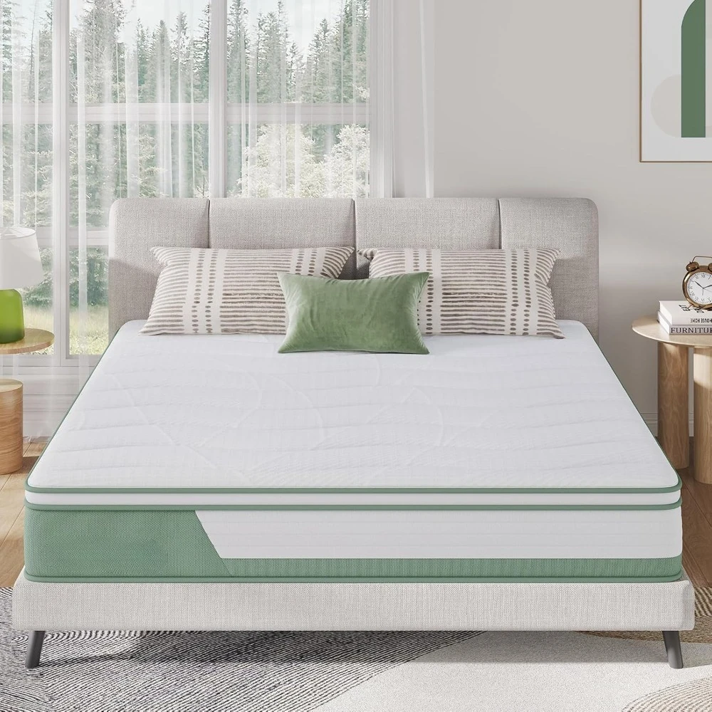 

Mattress King, 12 Inch 5-zone Hybrid Mattress With Gel Memory Foam For Pressure Relief & Cool Sleep, Midume Firm King Bed Mattr