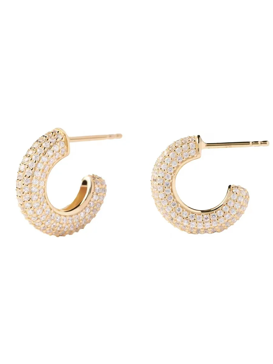 New Full Diamond Zircon Earrings Silver Plated 18k Gold Earrings for Women with A High Grade Sense