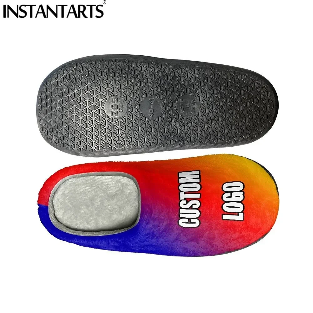 Kustom cetak sesuai permintaan Musim Dingin anti-selip sandal katun uniseks pasangan hangat slide Trapeador De algodápersonalizado