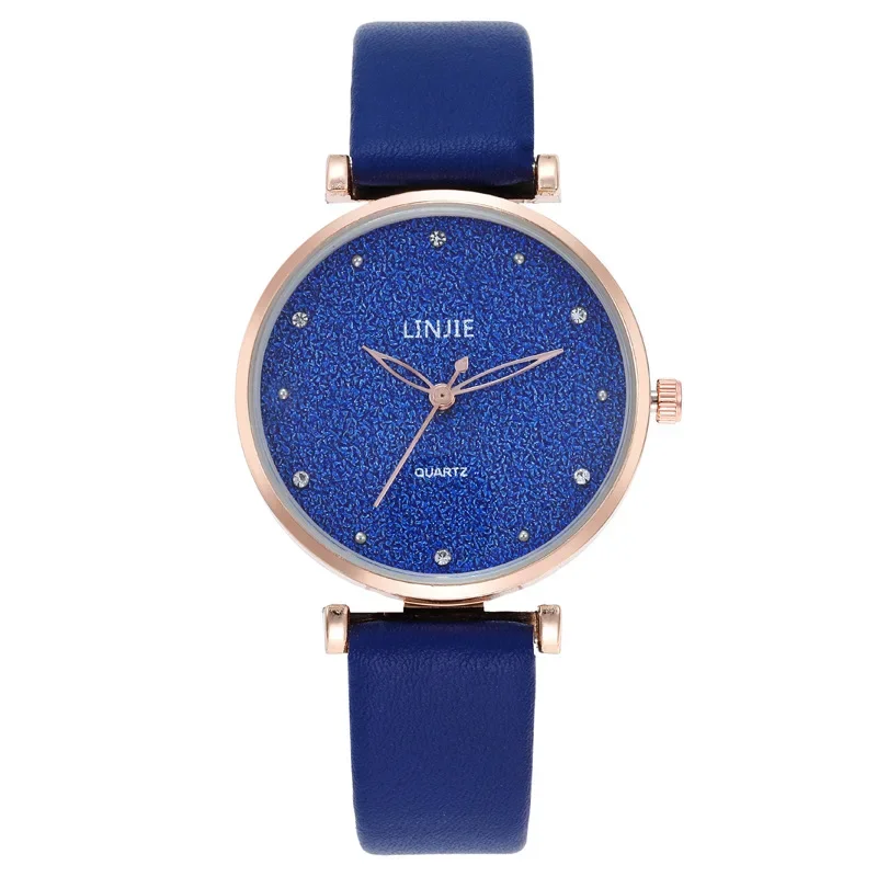Montre en cuir étoile simple pour femme, montres-bracelets à quartz à trois broches, cadran en diamant, montre élégante pour femme, décontracté, extérieur, mode