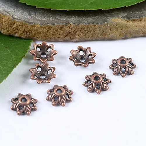 

2000pcs 8.5mm dull copper tone flower beads CAPS H1944