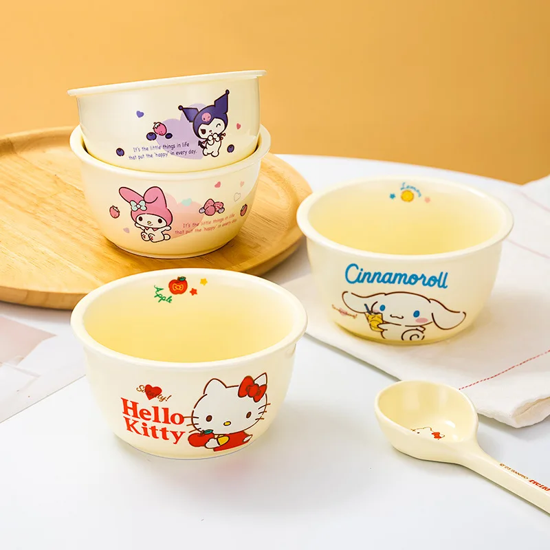 Kawaii Schalen und Essstäbchen Sanrio niedlichen Cinna moroll Hallo Kitty Creme Stil nach Hause Reiss chale Keramik Geschirr Mädchen Geschenk