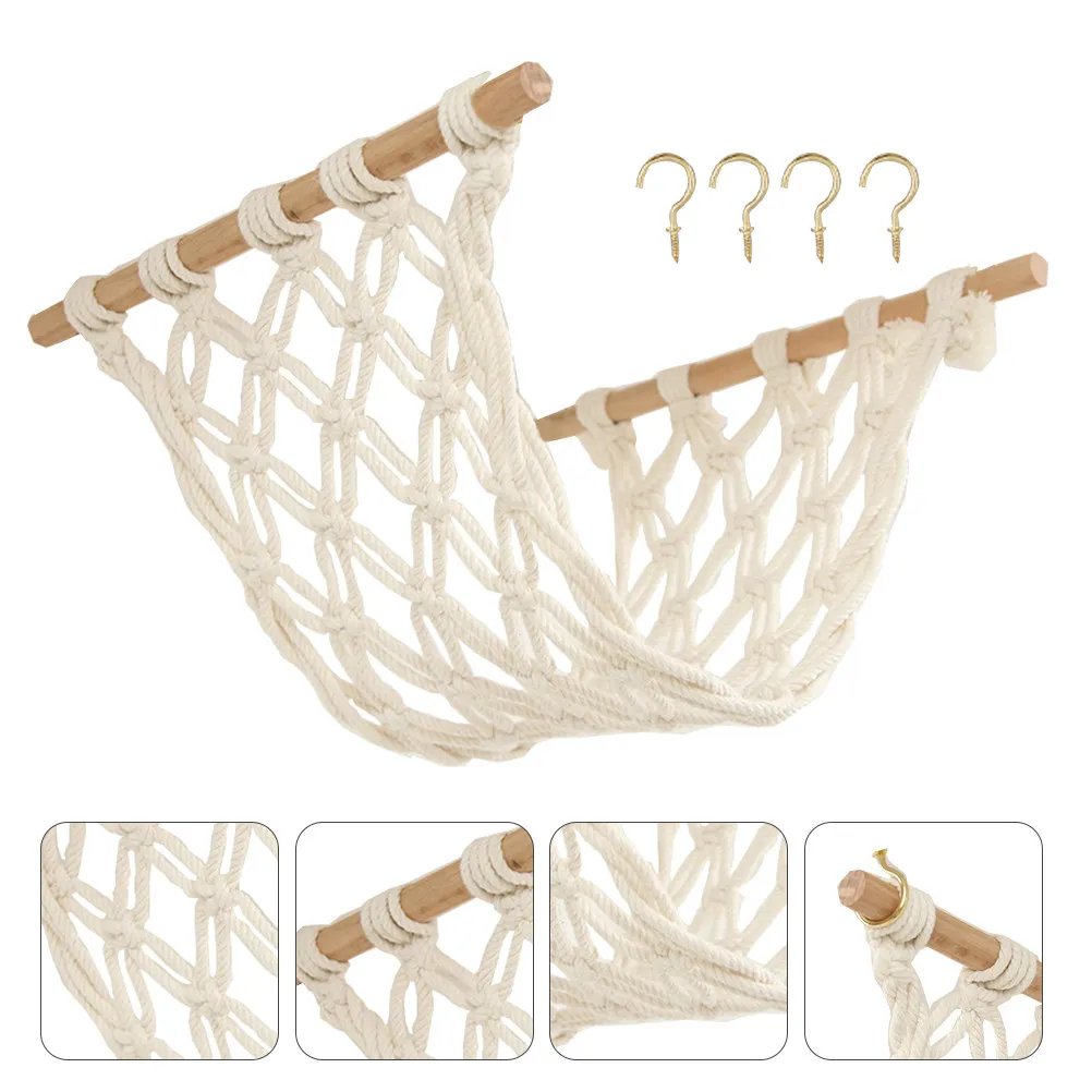 Handwoven Fruit Vegetable Macrame Hammock Kitchen Hanging Storage Basket Fresh Air Circulation Fruit Hammock Decoration