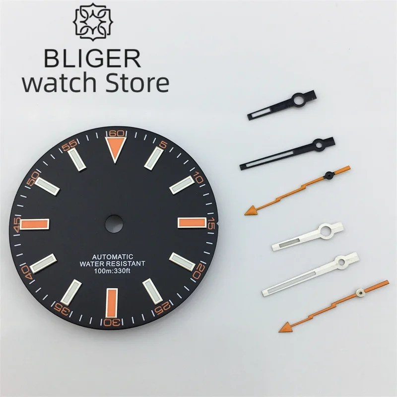 BLIGER 39mm MILGAUSS Polished Case Sapphire Glass Black Dial Lightning Hands Fit NH35 NH36 Miyota DG ETA2824 PT5000 movement