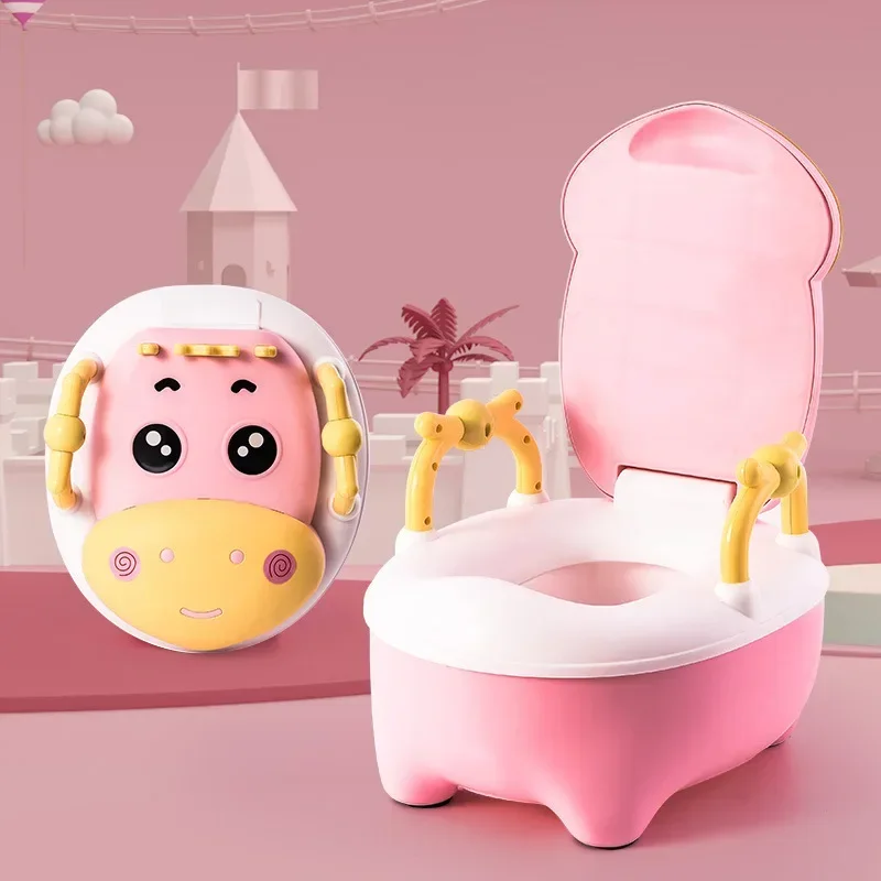 Children's Toilet Seat Cartoon Cute Cow Toilet Boys Girls Baby Toilet Baby Potty Basin Household Baby Bedpan Urine Bucket Basin