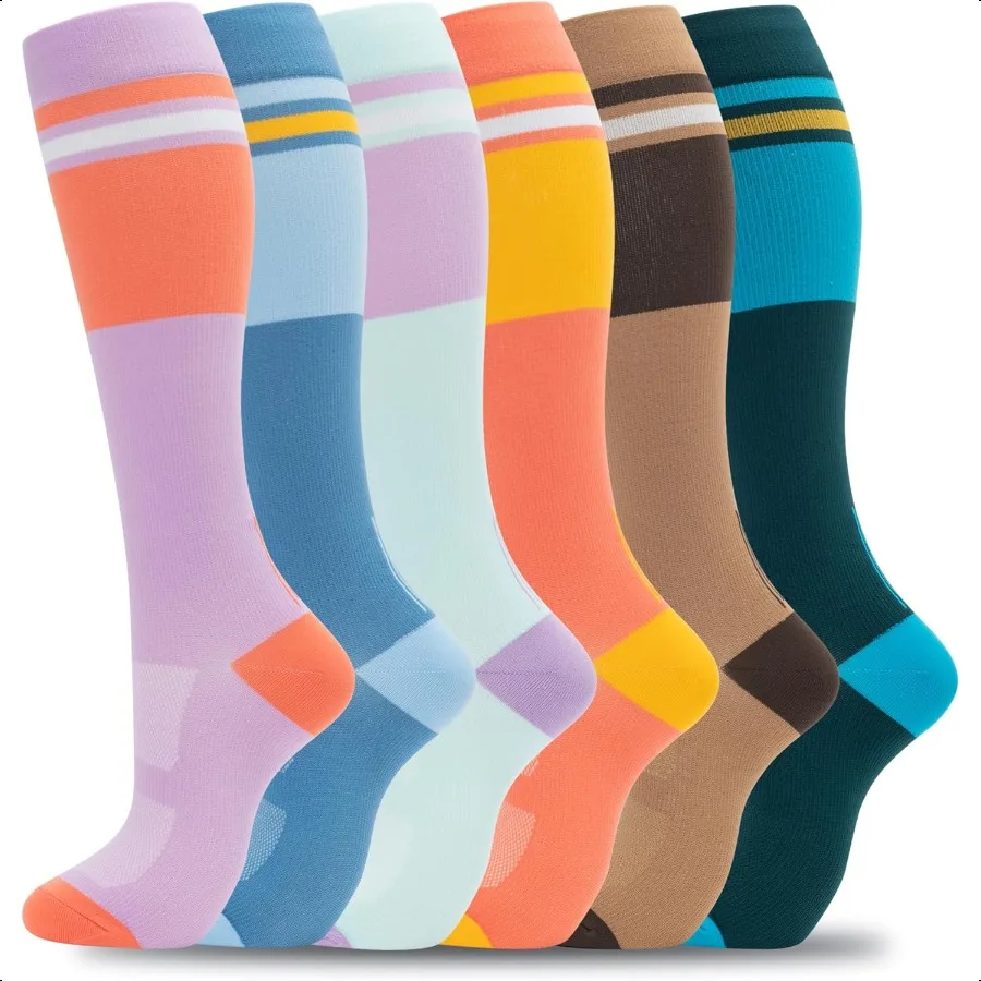

fenglaoda Comprion Socks for Women Men port Circulation 6 Pairs Socks For Nurse Travel Flight