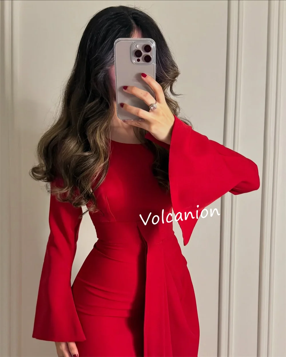 Vestidos midi con cuello redondo y pliegues de Jersey personalizados para ocasiones a medida, tallas simples y elegantes disponibles para fiesta Formal