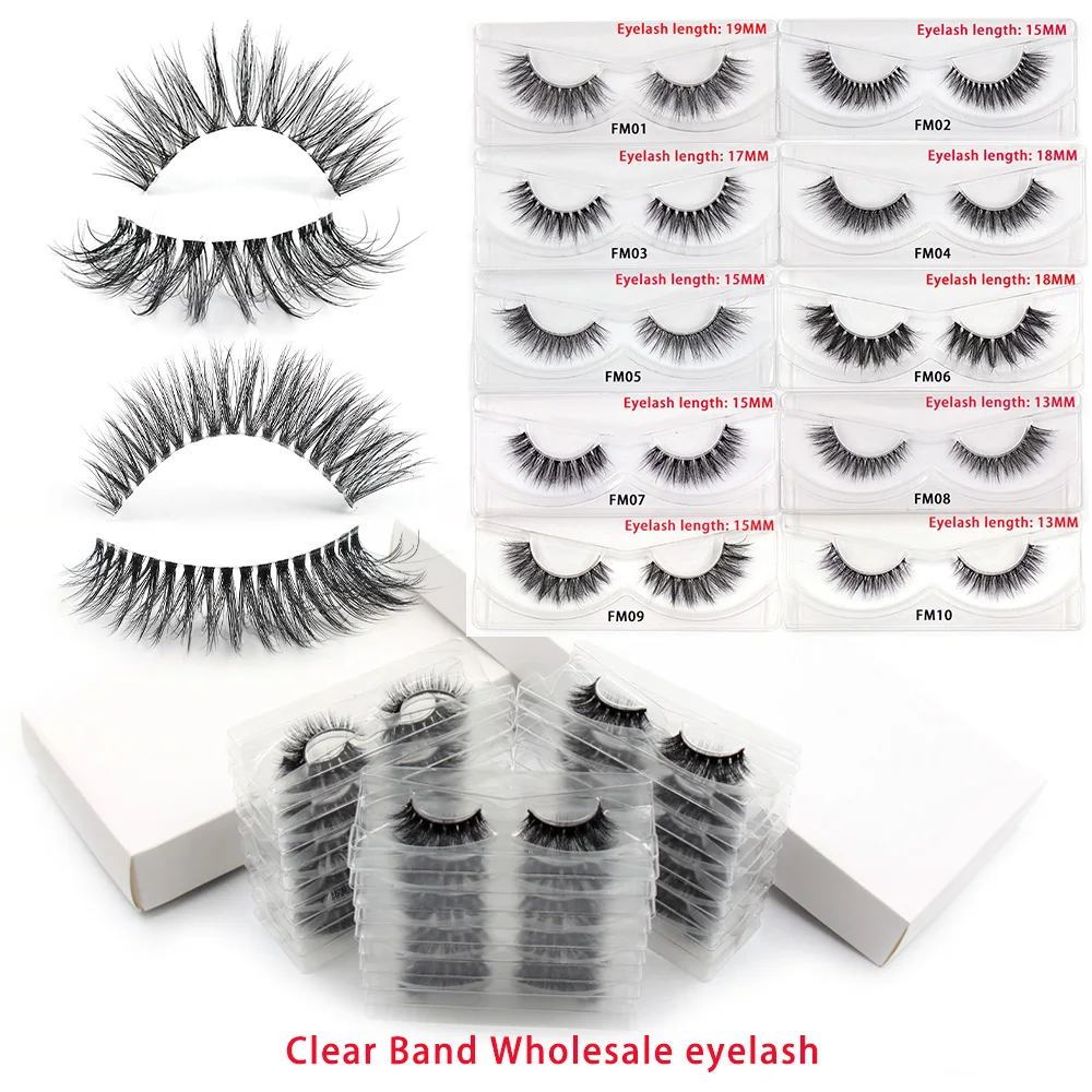 الجملة شفافة الفرقة رموش بالمنك الرموش الصناعية الطبيعية شريط كامل واضح الفرقة لاش قابلة لإعادة الاستخدام أنيمي مجنح جلدة ماكياج #1
