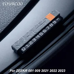 For ZEEKR 001 009 2021-2026 Central Control Dashboard Parking Phone Number Plates Suede Interior Accessories