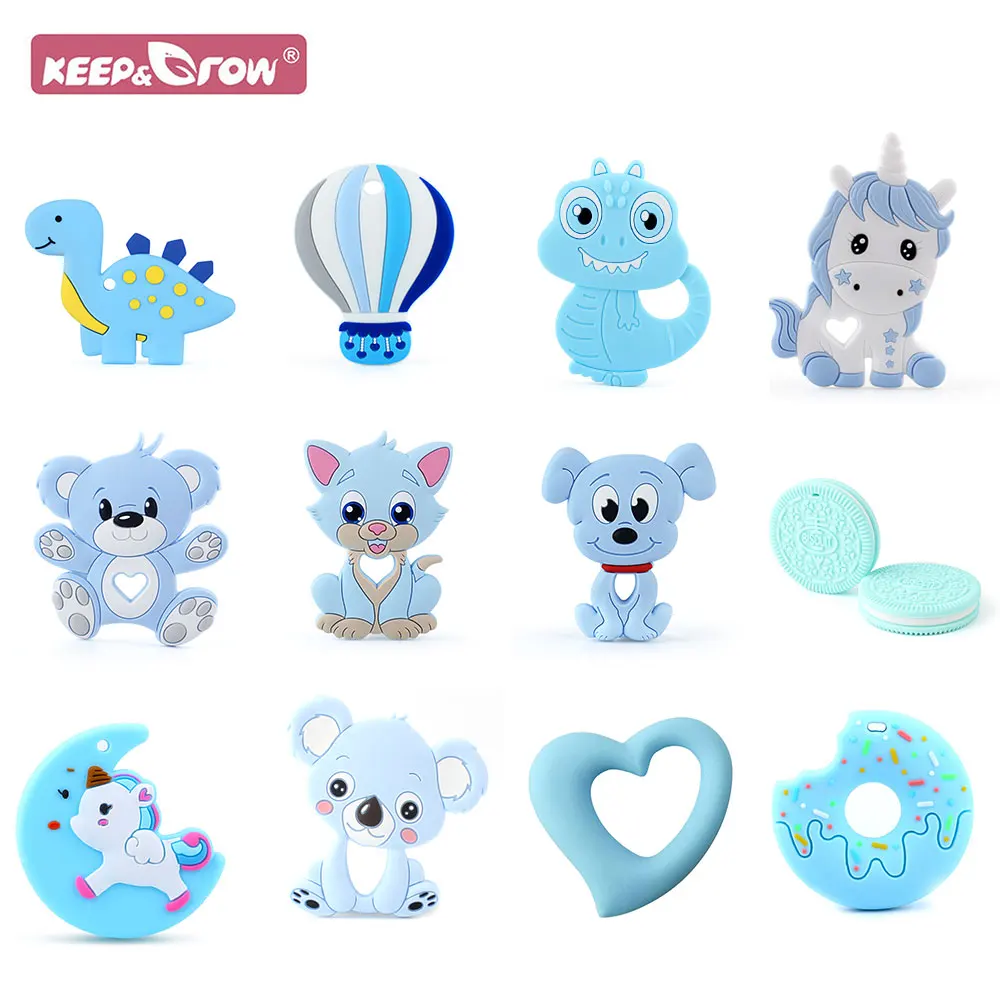 1pc Silicone Teether Cartoon Baby Teething DIY Nipple Holder Rod Kids Nursing Teether Chain Necklace Accessories Food Grade