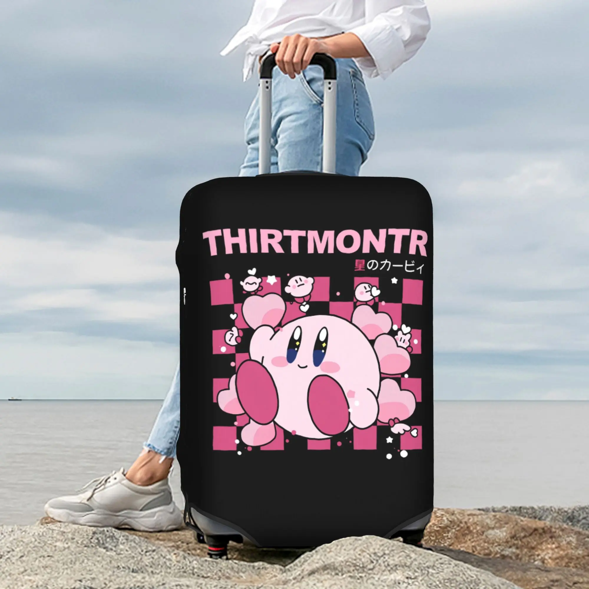Cute Anime K-Kirbys   Luggage Cover Protector Elastic Game Cartoon  Travel Suitcase Covers