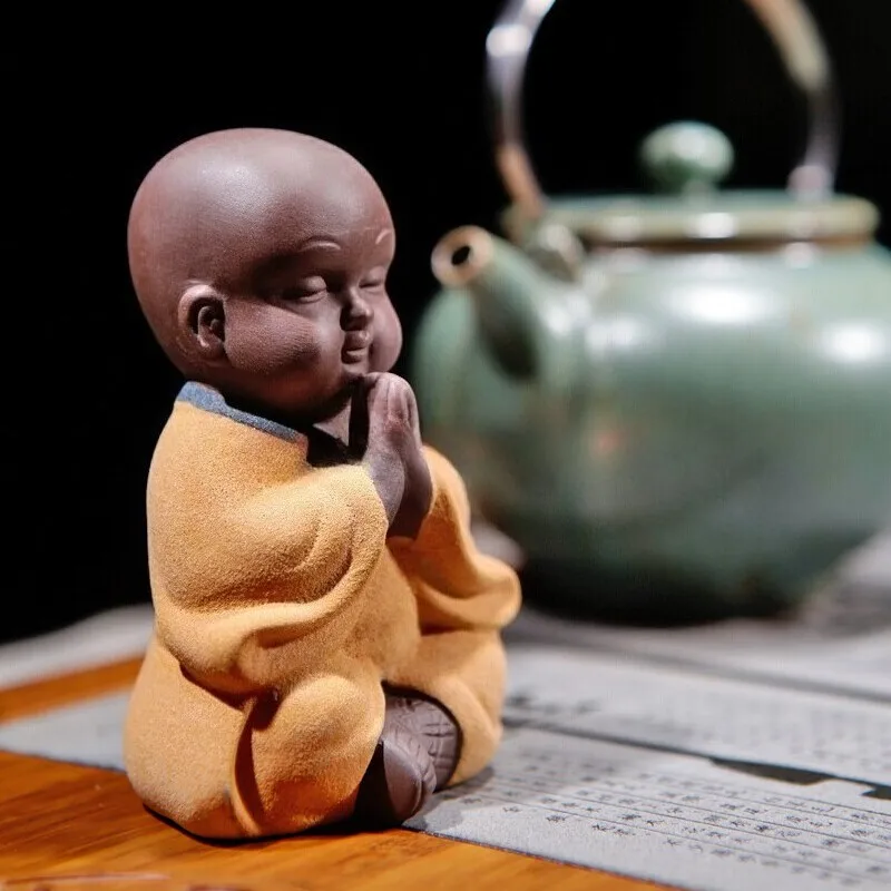 New Yixing Zisha Tea Pet Home Ornament Handmade Buddhist Statue Small Monk