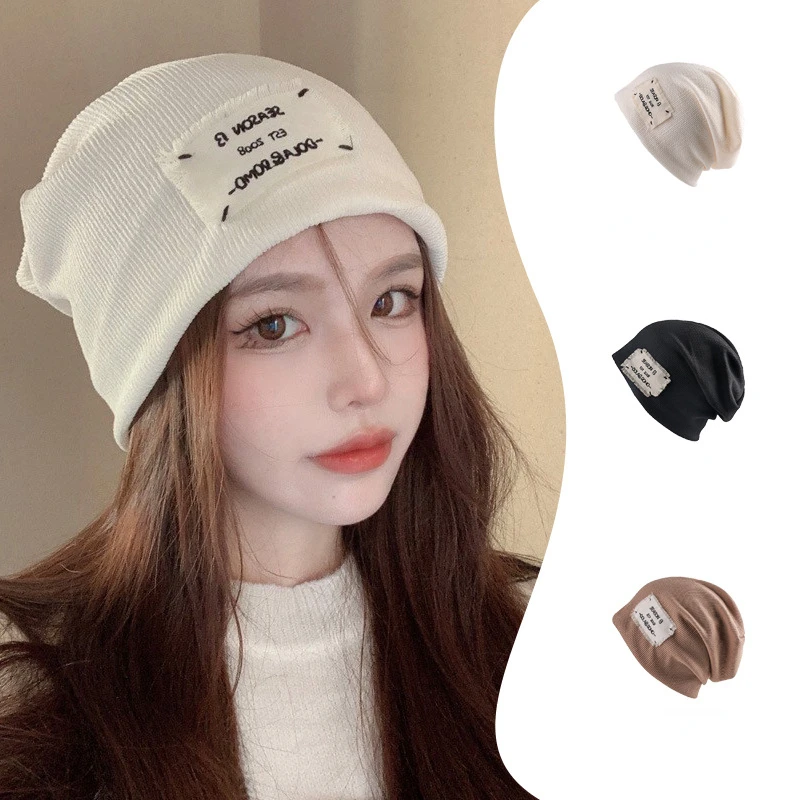 Unisex Letter Embroidery Beanies Autumn Winter Warm Hat Hip Cap Beanies Hat Caps for Women Men Bonnets