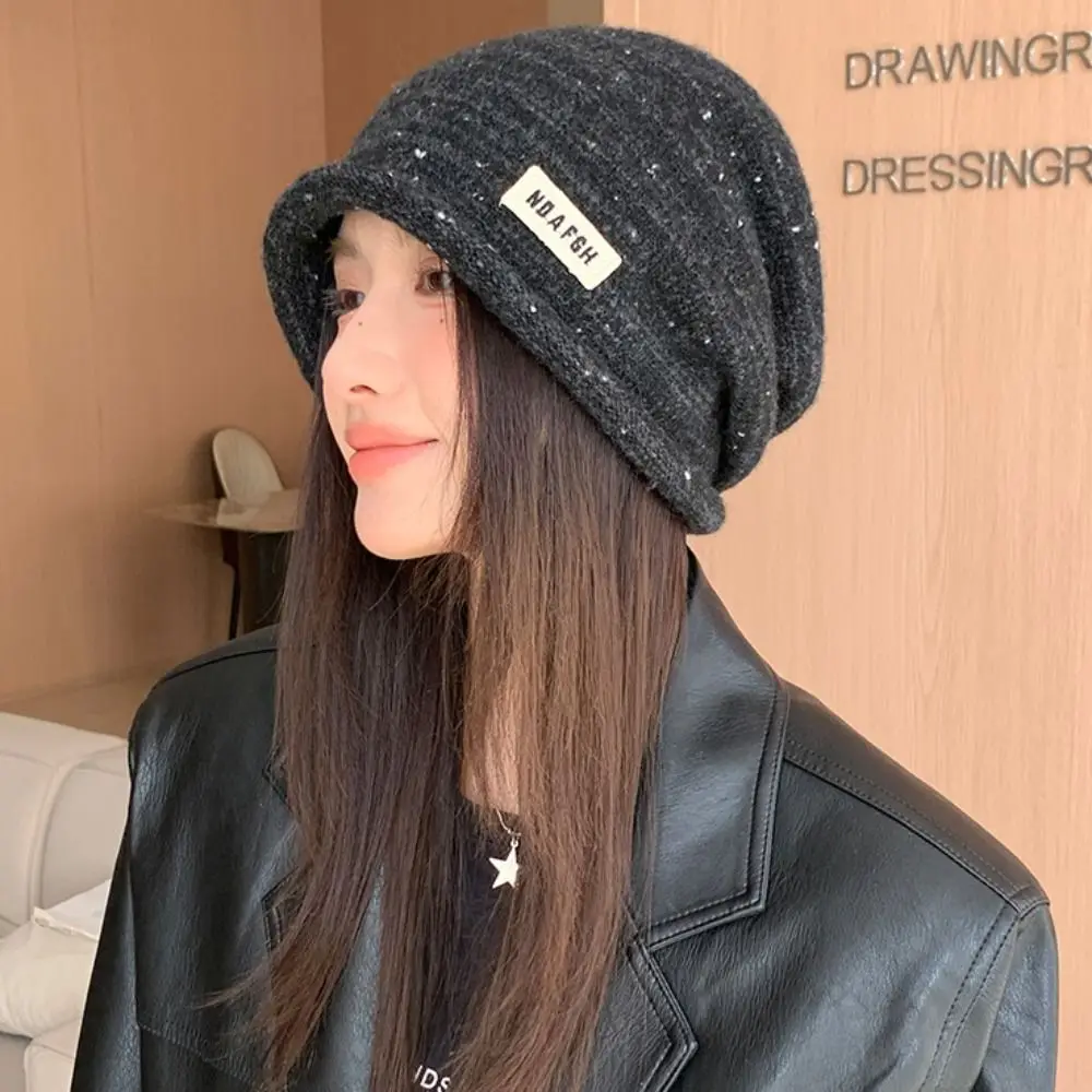 Keep Warm Vintage Winter Pullover Hat Trendy Korean Style Wool Beanies Hat Breathable Coldproof Knitted Hat Outdoor