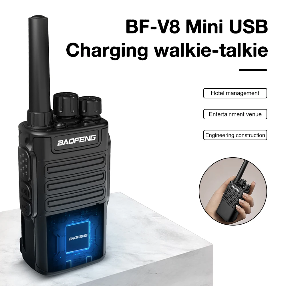 2 шт. BF-V8 портативная двусторонняя рация 5 Вт UHF 400 ~ 470 МГц мини двусторонняя радиосвязь USB зарядное устройство для кемпинга для детей подарок на день рождения