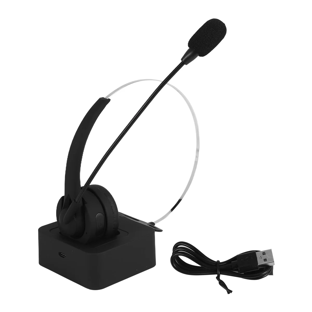 

Wireless Bluetooth Headset with Mic, Charging Base, Hi-Fi Noise Cancelling Headphones for PC and Laptop
