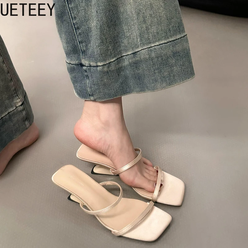 Designer Summer Narrow Band Heel Women Slippers Shoes Fashion Open Toe Shoes Design Style Banquet Party Sandals Shoes