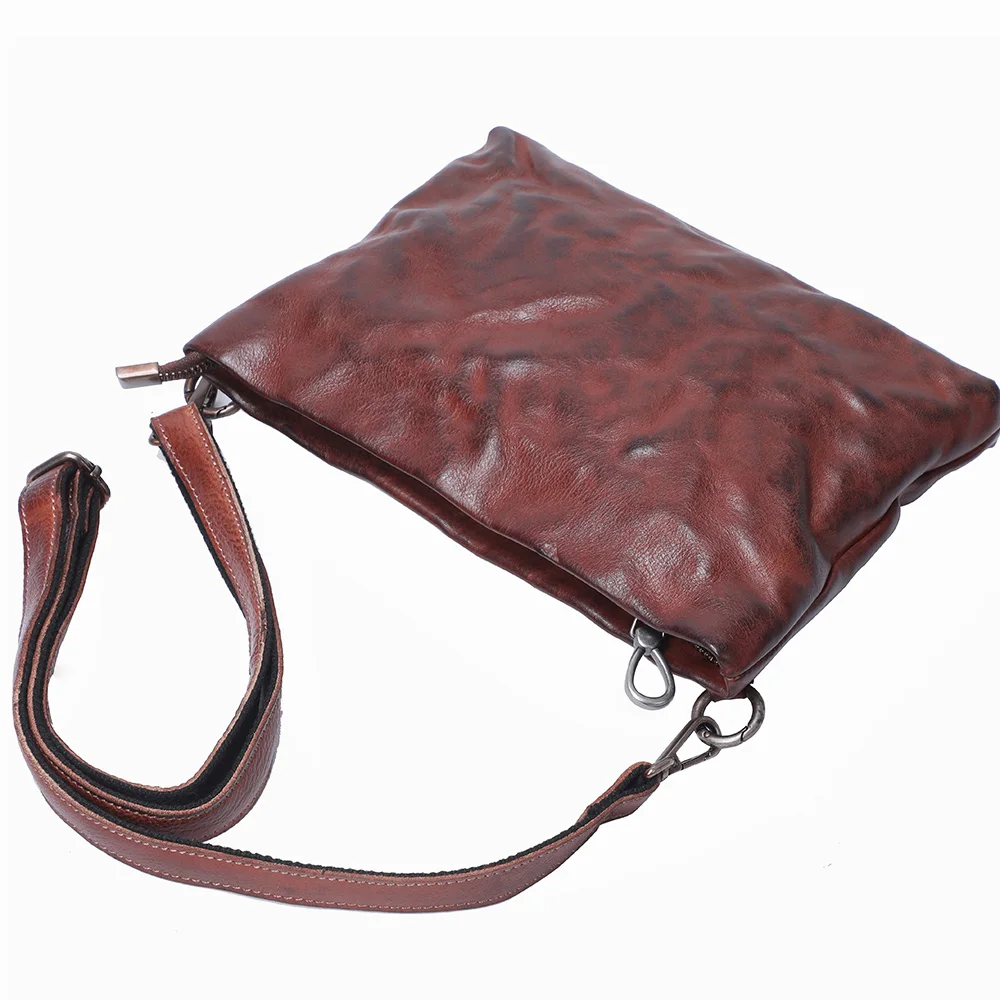 S.WORKER Vintage Echtleder Herren-Clutch-Tasche, Schultertasche, Handgefertigte Mini-Handtasche für Handy & Schlüssel – Detail 12