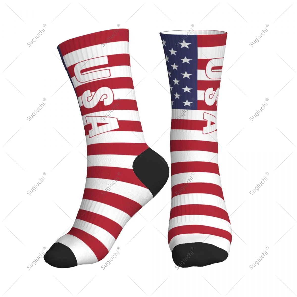 

3D Printed United States Flag Polyester Mid-calf Socks For Men Women Kawaii Socks Street Skateboard Socks