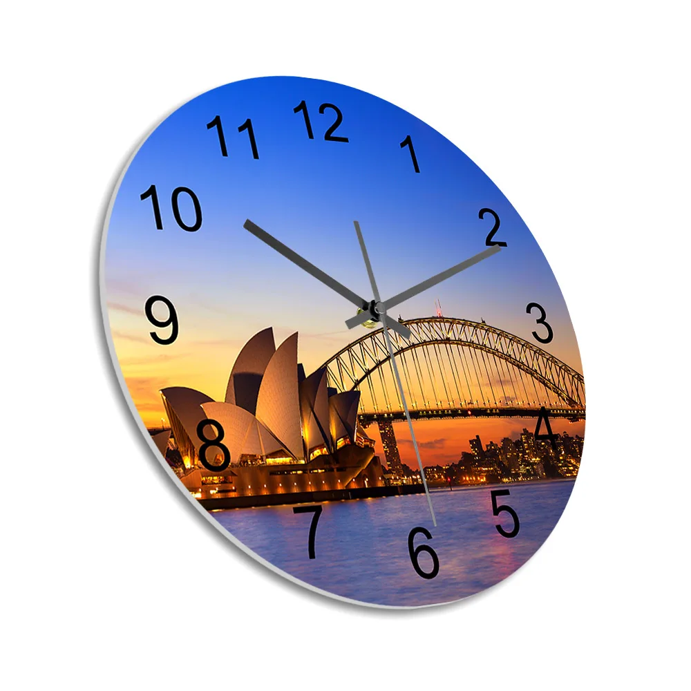 Sydney Harbor Skyline Wall Clock Australian City Landmarks Sunset View Decorative Clock for Living Room Bedroom Travellers Gift