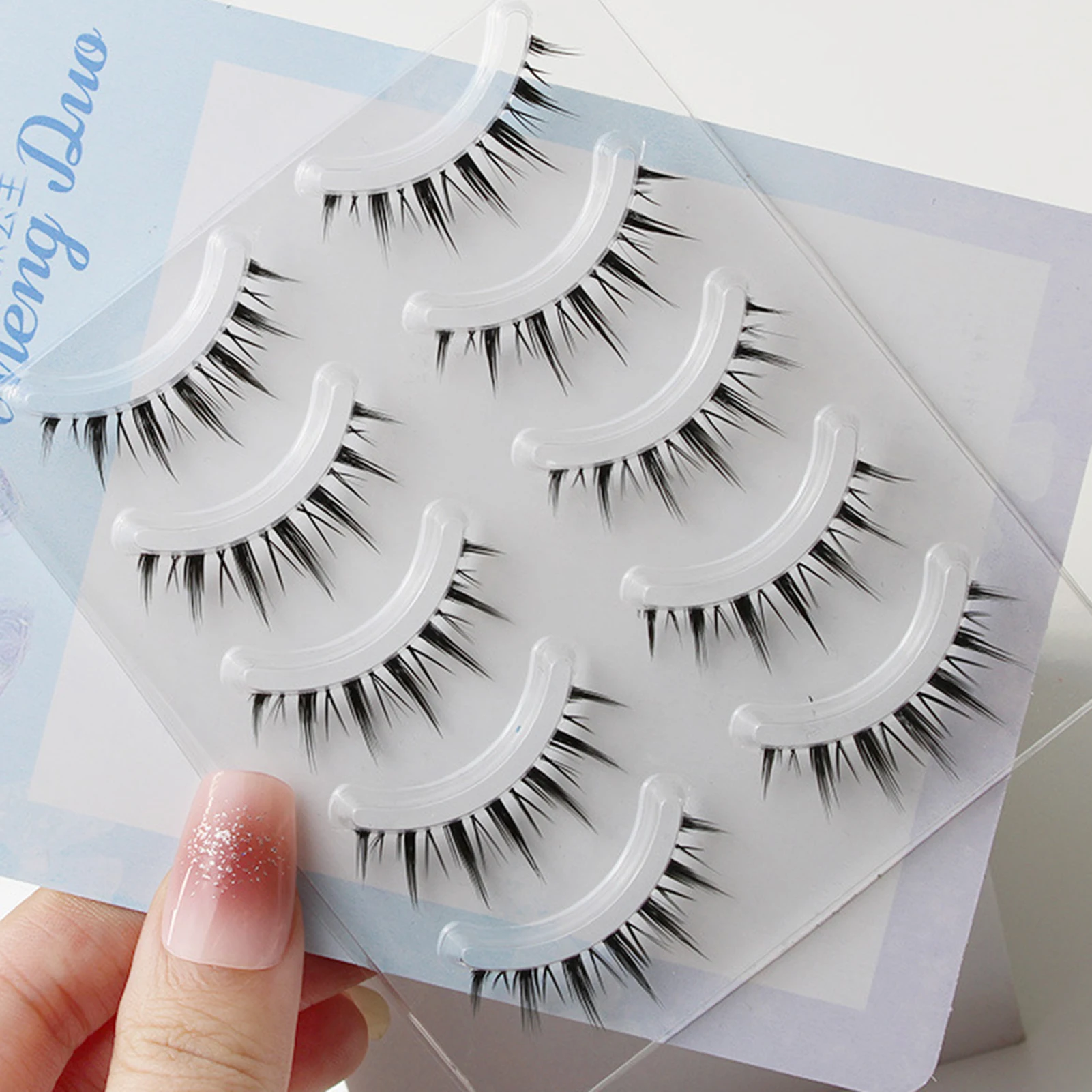 False Eyelashes Strip Wispy Fake Lashes Clear Band Cosplay Manga Lashes Perfect For Professional Makeup Salon Makeup Tool