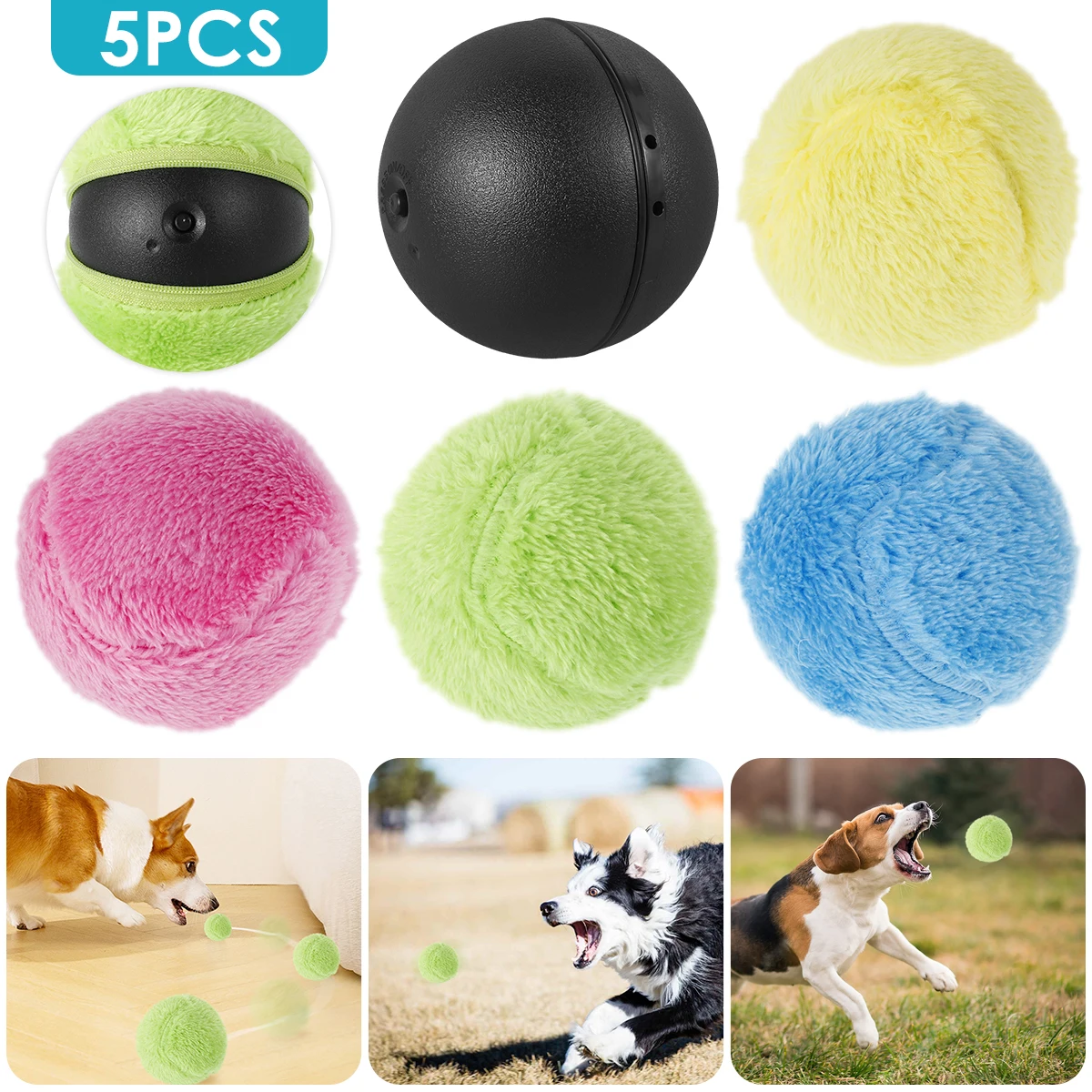 Cat Toys Balls Automatic Rolling Ball Toy Interactive Pet Electric Toy Squeaky Fluffy Plush Cat Toys Balls Indoor Home Pet Toys