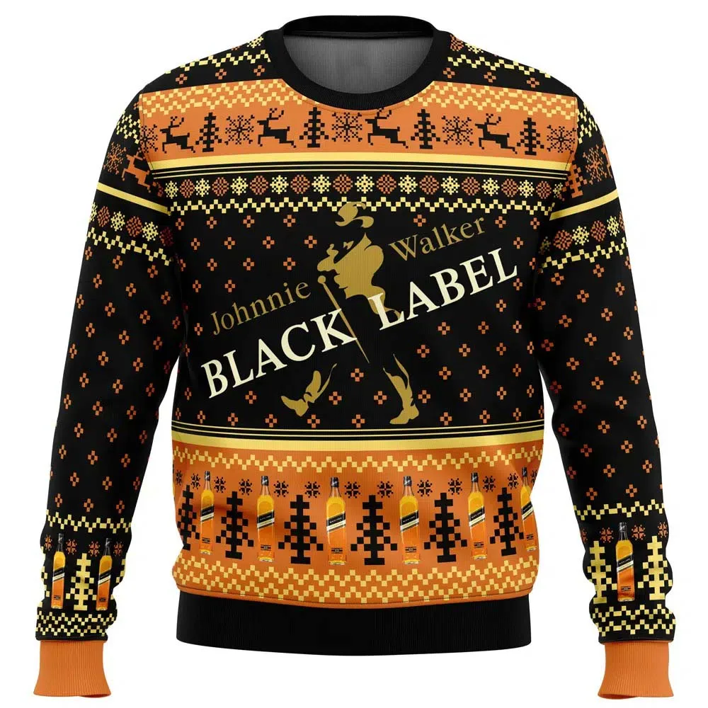 Johnnie Walker etiqueta negra suéter feo de Feliz Navidad 2026 nueva moda hombres Sudadera con capucha pulóver Tops invierno mujer sudadera