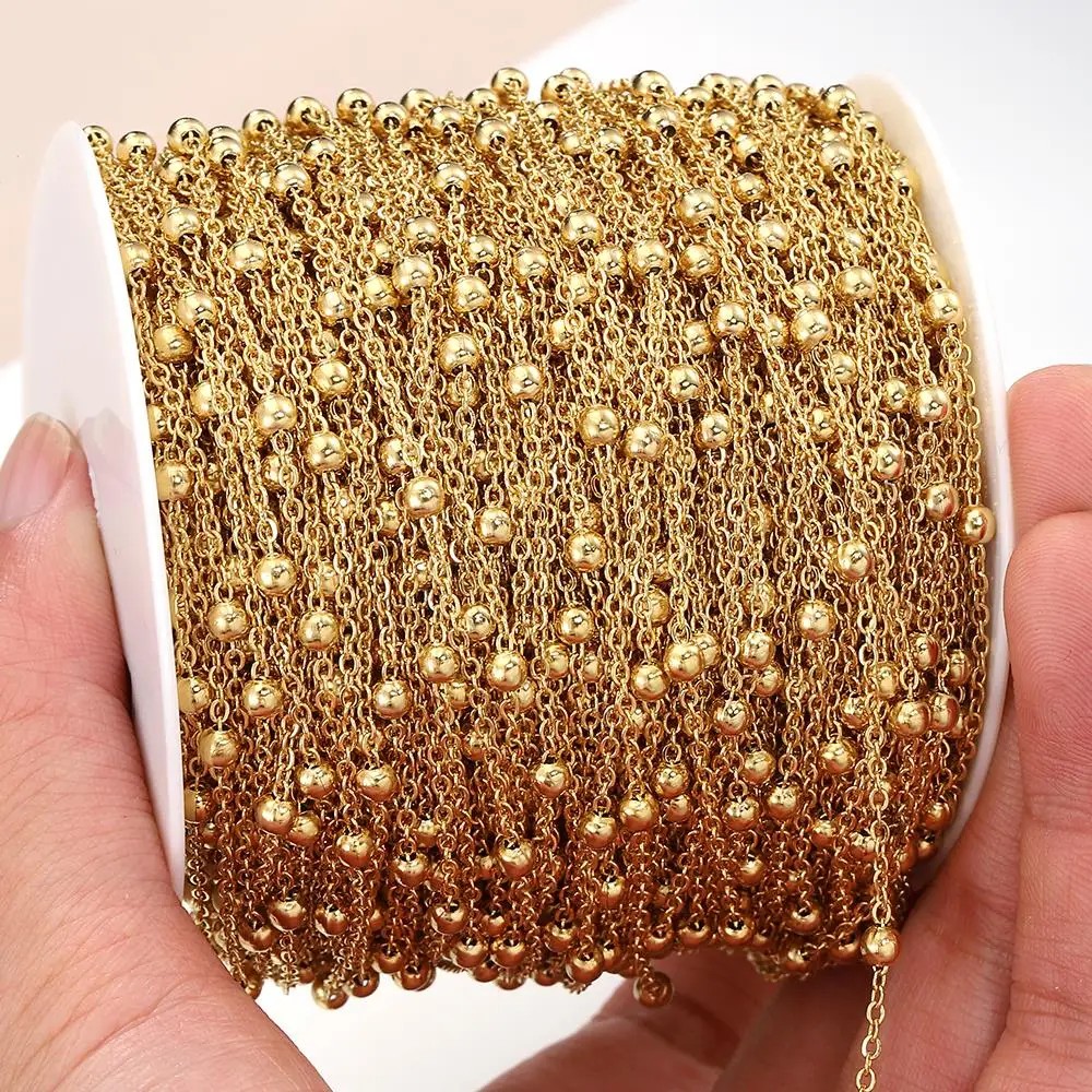 2Meter 1Meter Edelstahl Perlen Ketten kein Verblassen für Schmuck machen DIY Halskette Armband Fußkettchen Kugel kette hand gefertigt – Detail 3