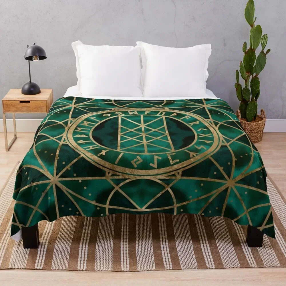 

Web of Wyrd The Matrix of Fate - Gold and Malachite Throw Blanket Fuzzy Plush Throw Blanket for Sofa Chair