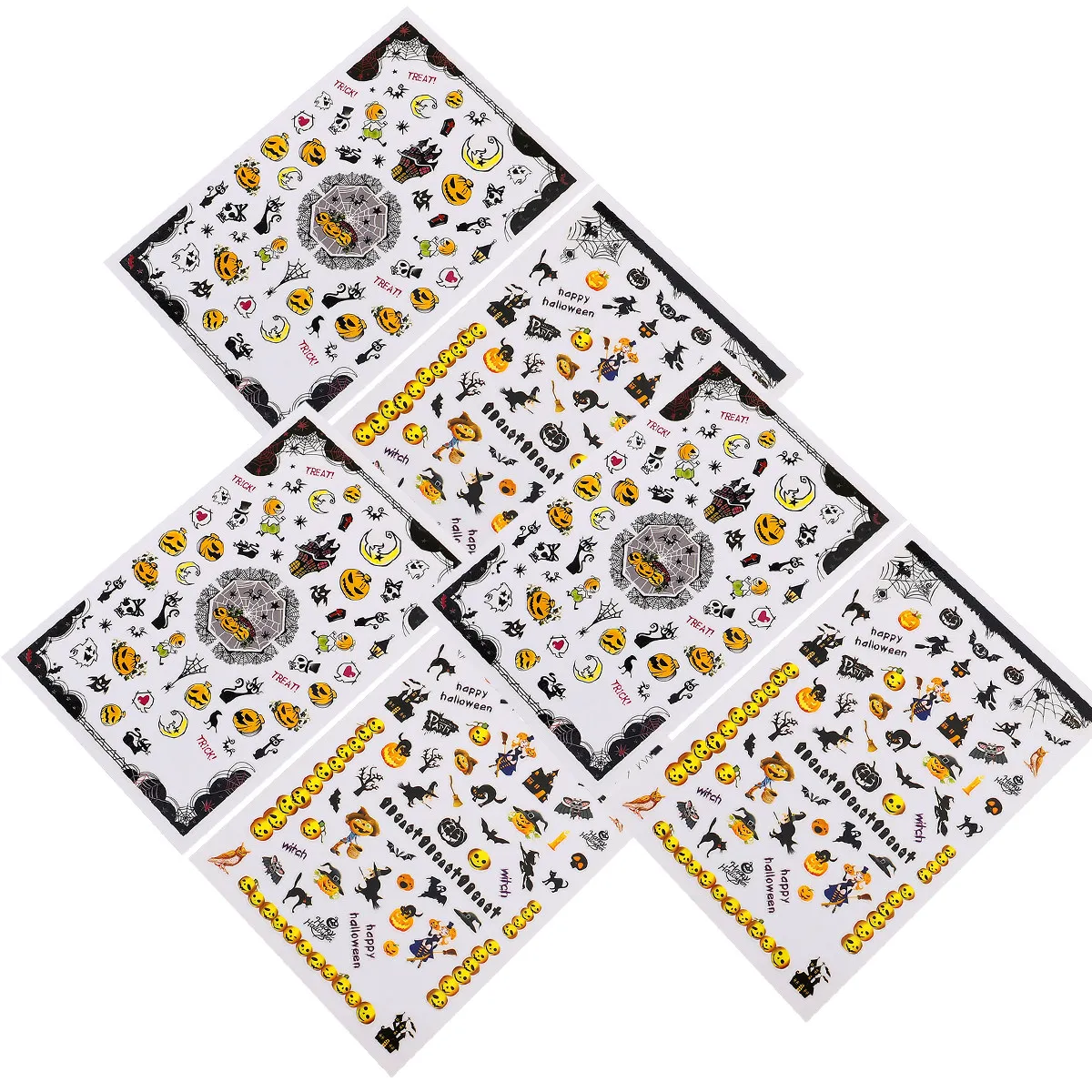 

6 Sheets DIY Nail Decal Horror Manicure Decals Skull Art Halloween Full Stickers for Scary