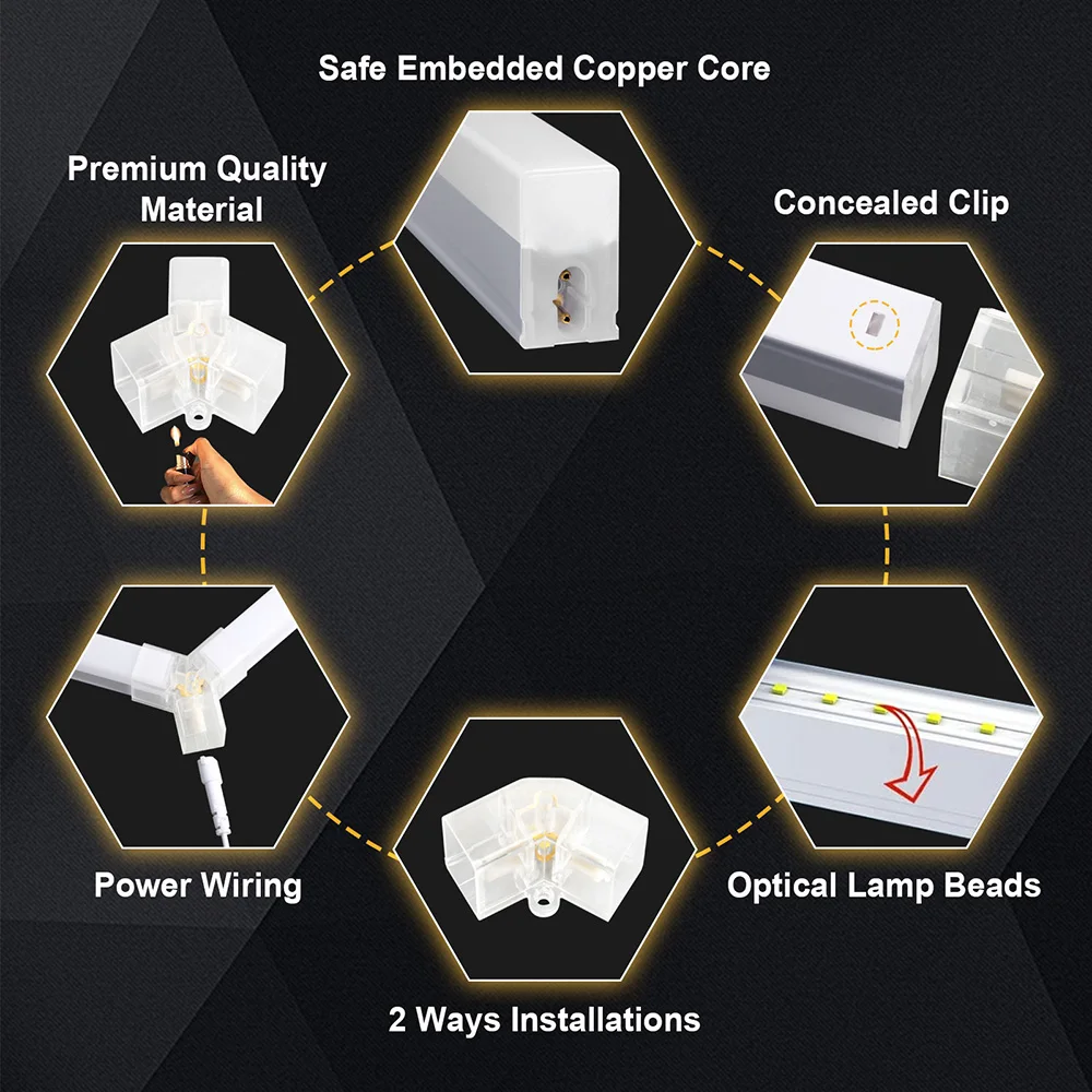 Garage honeycomb hexagonal LED white light super bright 6500K color temperature installed on the ceiling, suitable for garages
