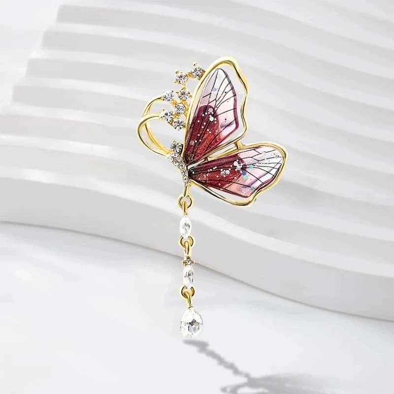 Beautiful insect retro dripping oil dragonfly breast flower high-end rhinestone bee brooch pin crystal-