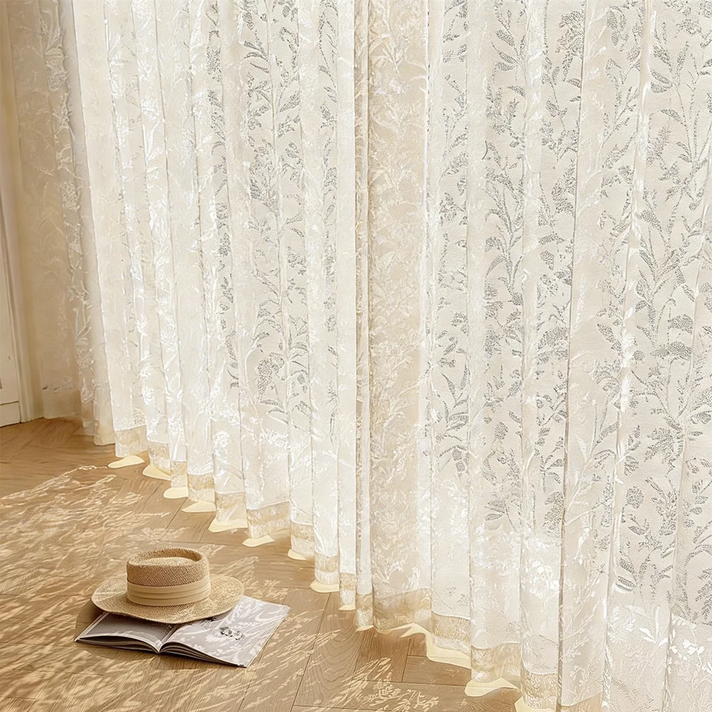 1pc Mirror Sheer Curtain with Floral Pattern, Sunscreen and Thermal Insulation, Ideal Home Decor for Bedroom, Office, Kitchen &