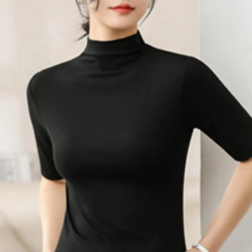 Soft Women Shirt Turtleneck Comfortable Women Slim Basic T-Shirt  Women Tee Tops Workwear