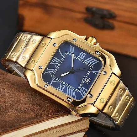 Трехстрелочные квадратные мужские роскошные кварцевые многофункциональные часы с хронографом диаметром 42 мм, высококачественные бестселлеры кварцевые часы с календарем.