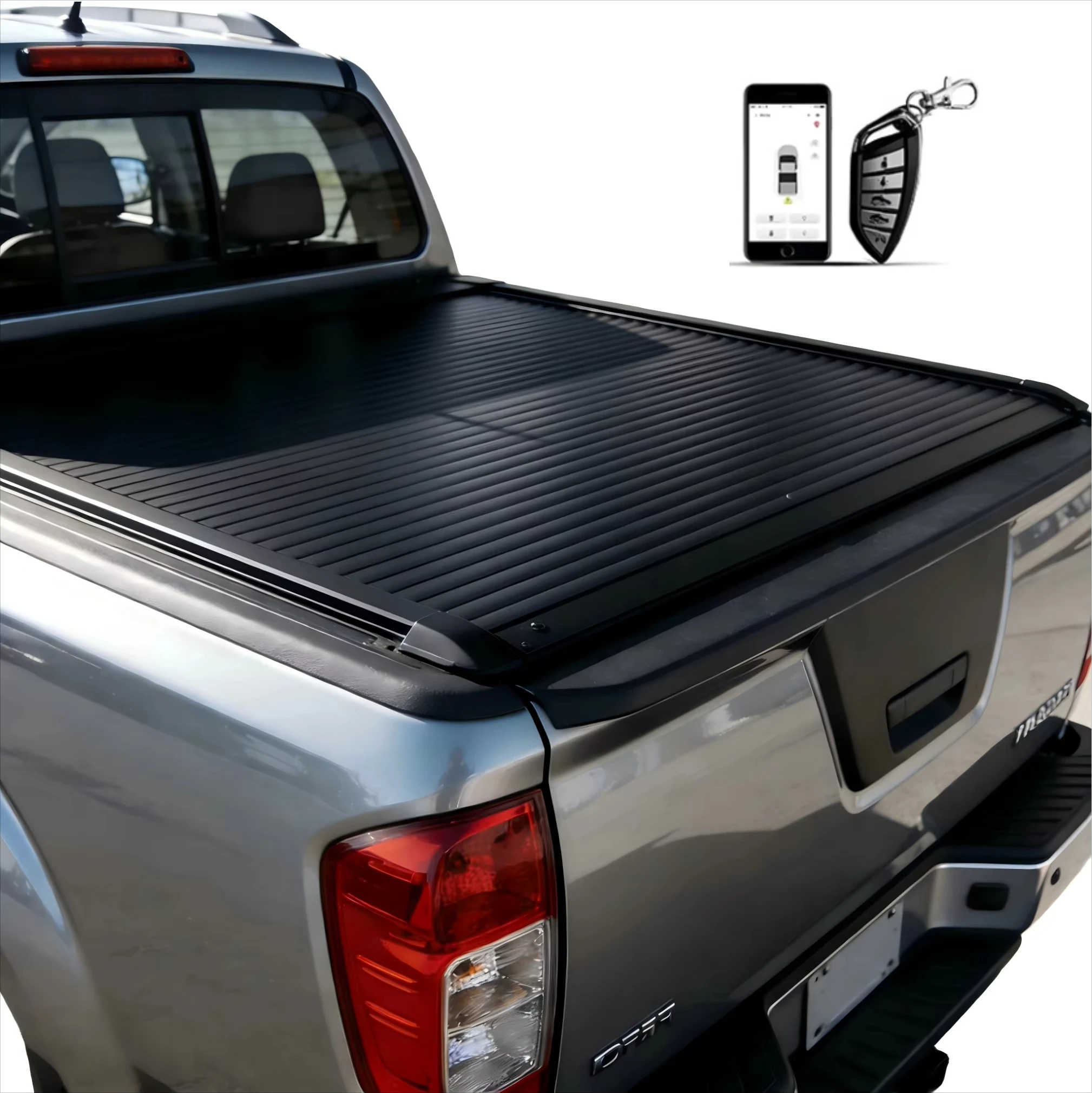 

Truck Accessories Aluminum Alloy Telescopic Electric Automatic Retractable Black TruckBed Tonneau Cover No Drilling Required
