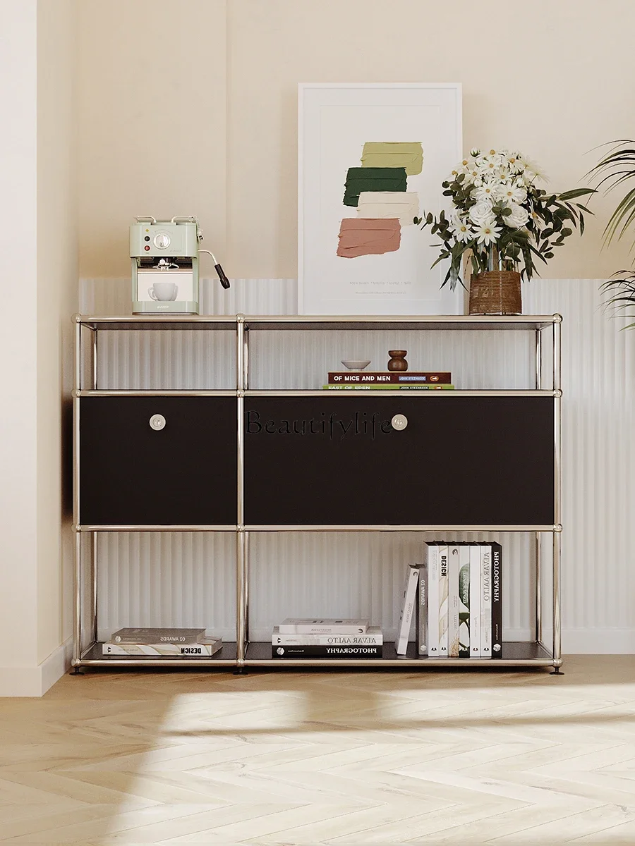 LJY * خزانة وحدة خلط الألوان الشمالية من الفولاذ المقاوم للصدأ في العصور الوسطى خزانة تلفزيون بسيطة #5