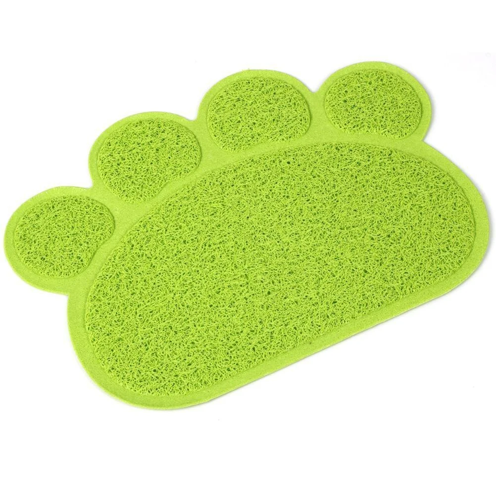 

Cat Litter Mat Pet Paw Shape Non-Slip Food Dish Bowl Water Placemat Mat Green 30x40cm for Dog Cat Puppy Kitten