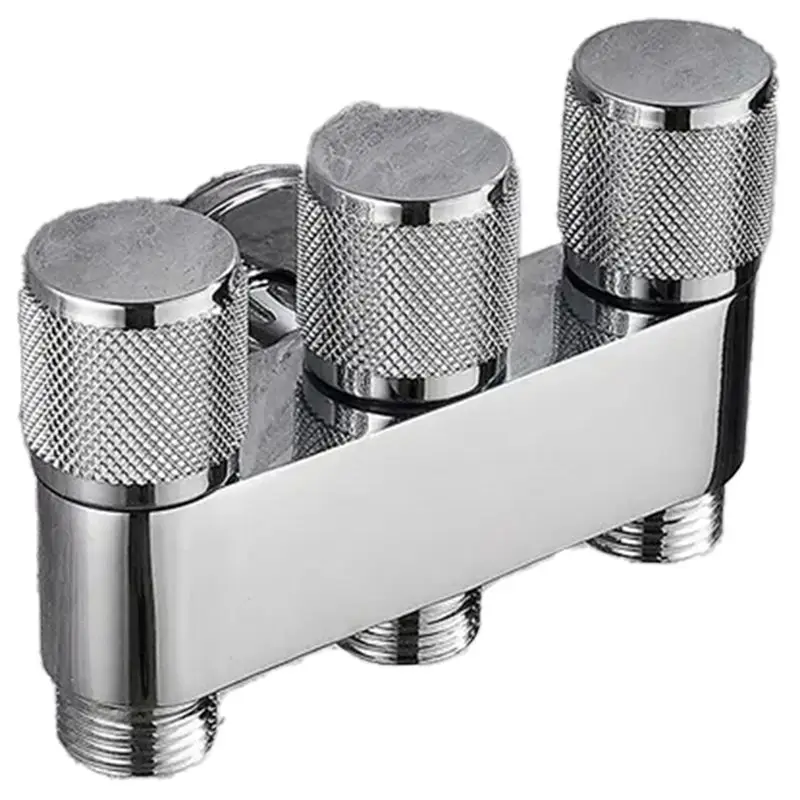 

AT13 Brass One In Three Out Three Way Control Washing Machine Chrome/Gray Faucet Three Way Triangle Valve G1/3Mini