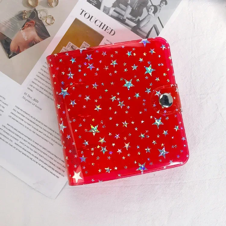 3 Hole Mini Laser Star Loose-leaf Notebook Cover Mini Binder Pvc Card Card Storage Book Photo Album Travelers Notebook Cover