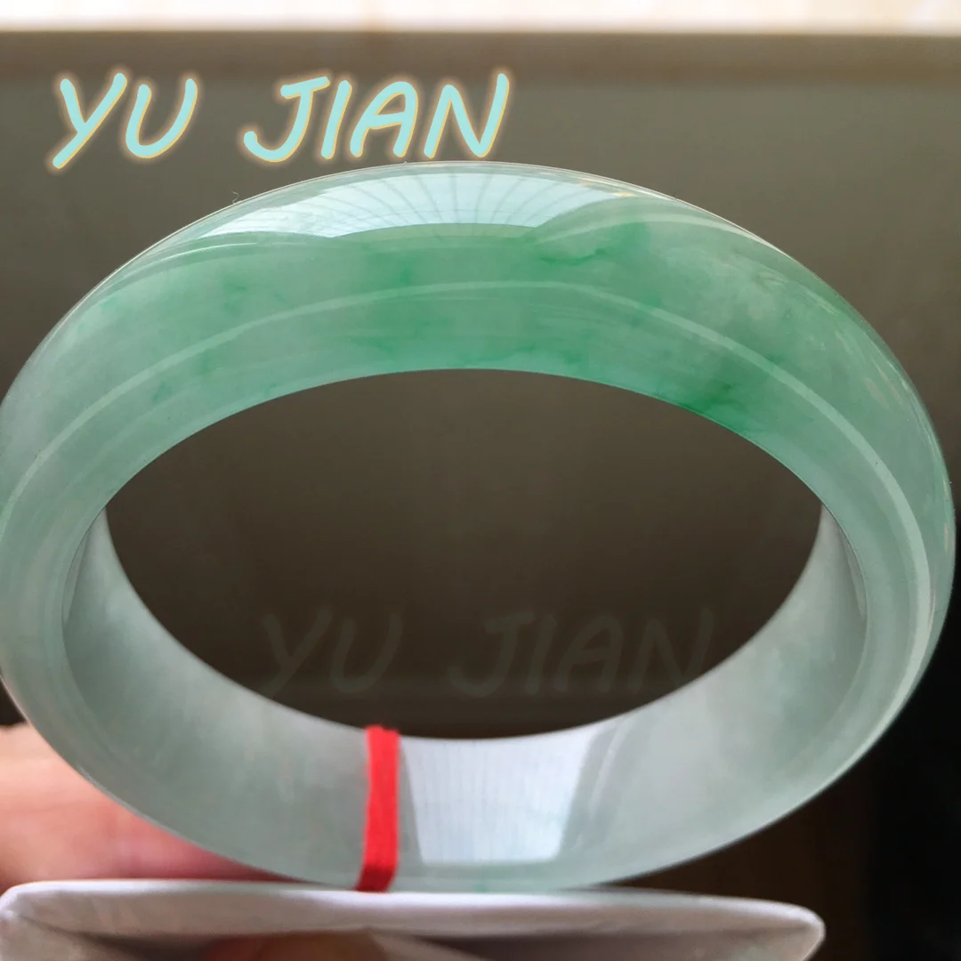 Ice Glutinous Floating Green Flower Natural Jadeite Refined Fashion Superior Quality Bangle Jade Bracelet Handring Jewelry